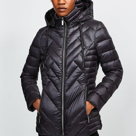 Karen Millen Black Feather Down Puffer Jacket - Picture 1 of 9